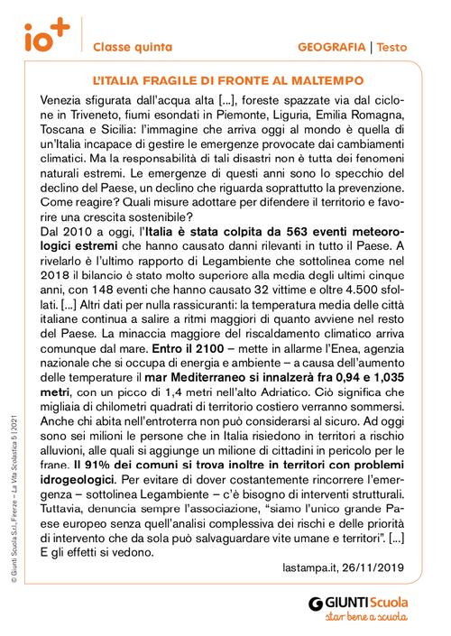 L'Italia fragile di fronte al maltempo | Giunti Scuola L'Italia fragile di fronte al maltempo | Giunti Scuola
