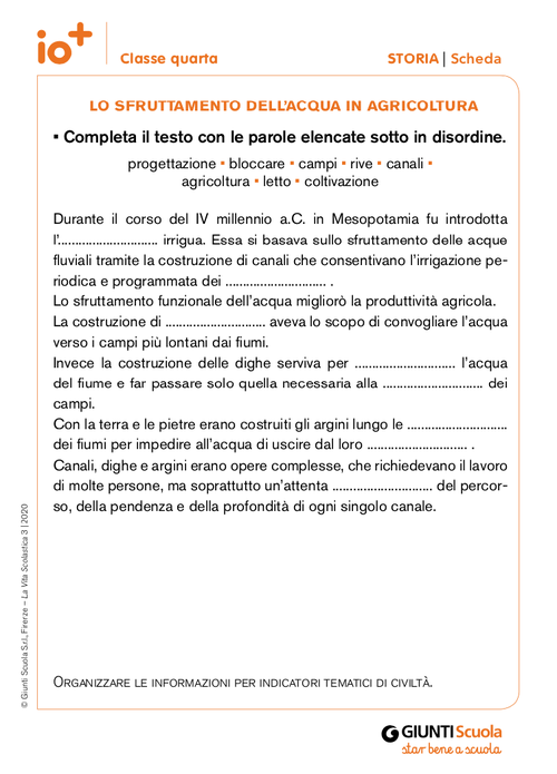Lo sfruttamento dell'acqua in agricoltura | Giunti Scuola Lo sfruttamento dell'acqua in agricoltura | Giunti Scuola