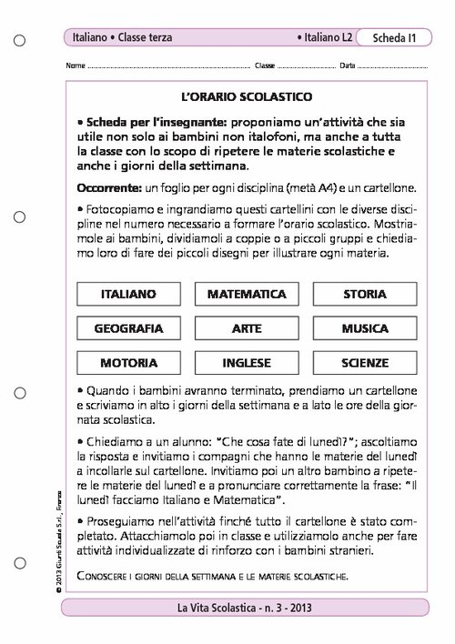 L'orario scolastico | Giunti Scuola L'orario scolastico | Giunti Scuola