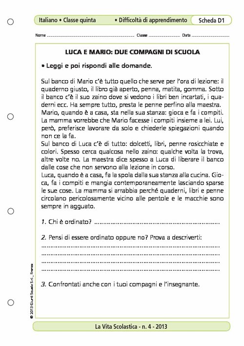 Luca e Mario: due compagni di scuola | Giunti Scuola Luca e Mario: due compagni di scuola | Giunti Scuola