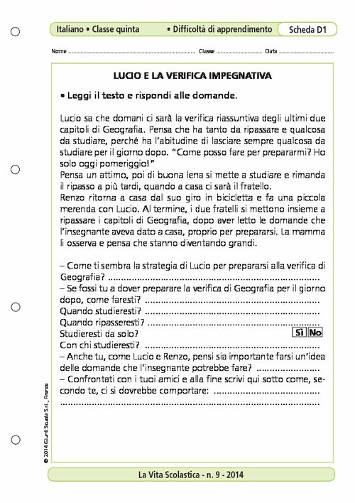 Lucio e la verifica impegnativa | Giunti Scuola Lucio e la verifica impegnativa | Giunti Scuola