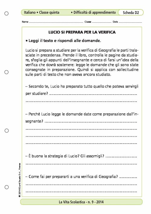 Lucio si prepara per la verifica | Giunti Scuola Lucio si prepara per la verifica | Giunti Scuola