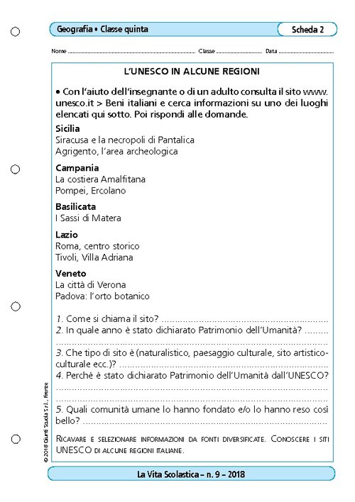 L’UNESCO in alcune regioni | Giunti Scuola L’UNESCO in alcune regioni | Giunti Scuola