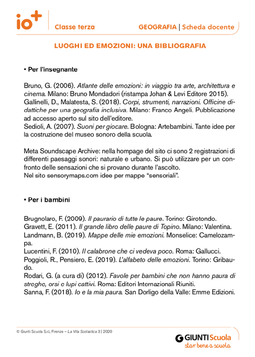 Luoghi ed emozioni: una bibliografia | Giunti Scuola
