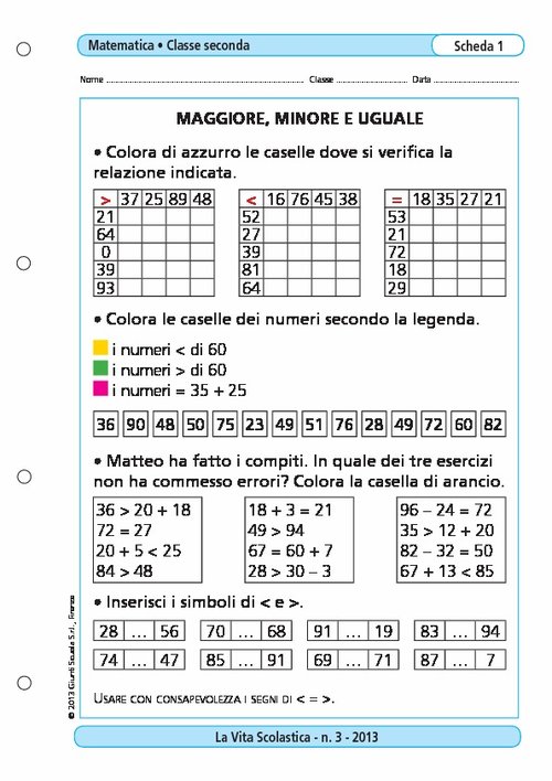 Maggiore, minore e uguale | Giunti Scuola Maggiore, minore e uguale | Giunti Scuola