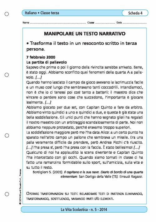 Manipolare un testo narrativo | Giunti Scuola Manipolare un testo narrativo | Giunti Scuola