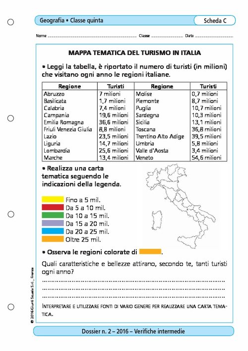 Mappa tematica del turismo in Italia | Giunti Scuola Mappa tematica del turismo in Italia | Giunti Scuola