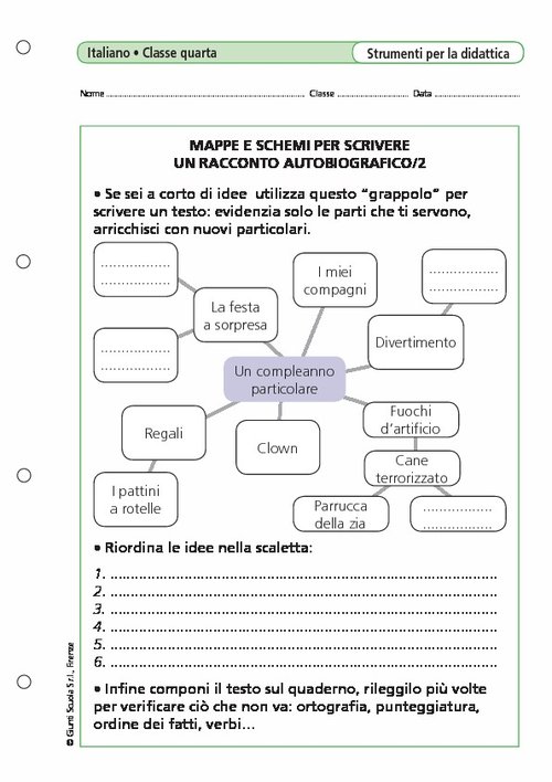 Mappe e schemi per scrivere un racconto autobiografico/2 | Giunti Scuola Mappe e schemi per scrivere un racconto autobiografico/2 | Giunti Scuola
