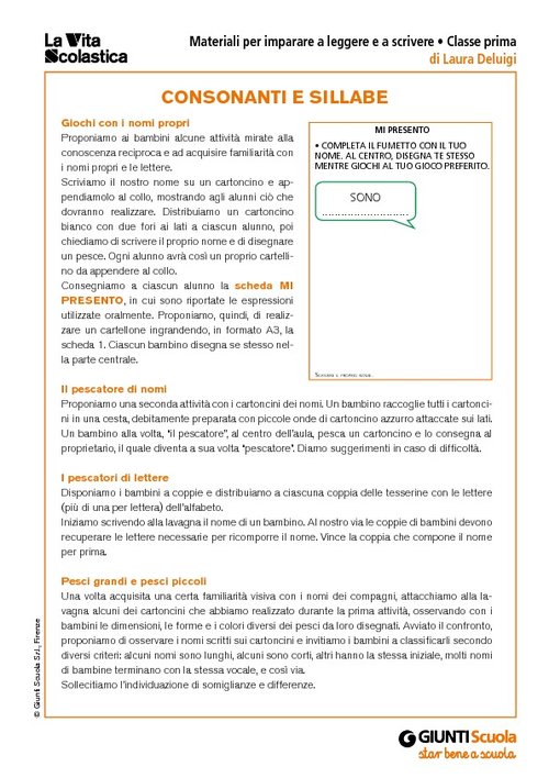 Materiali per imparare a leggere e scrivere consonanti e sillabe | Giunti Scuola Materiali per imparare a leggere e scrivere consonanti e sillabe | Giunti Scuola