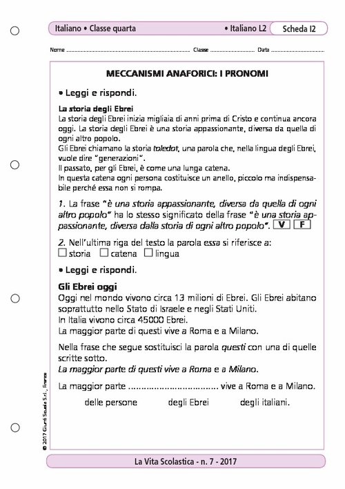 Meccanismi anaforici: i pronomi | Giunti Scuola Meccanismi anaforici: i pronomi | Giunti Scuola