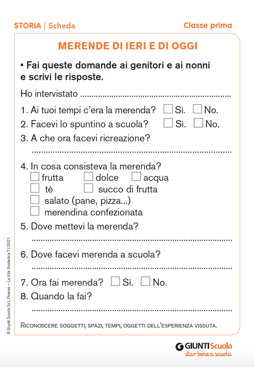 Merende di ieri e di oggi | Giunti Scuola Merende di ieri e di oggi | Giunti Scuola