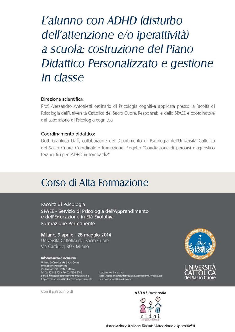Milano - Corso di alta formazione sull'alunno con ADHD a scuola | Giunti Scuola Milano - Corso di alta formazione sull'alunno con ADHD a scuola | Giunti Scuola