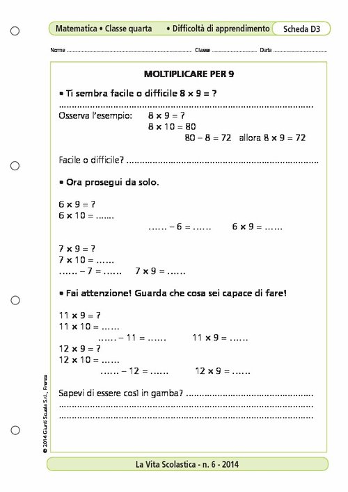 Moltiplicare per 9 | Giunti Scuola Moltiplicare per 9 | Giunti Scuola