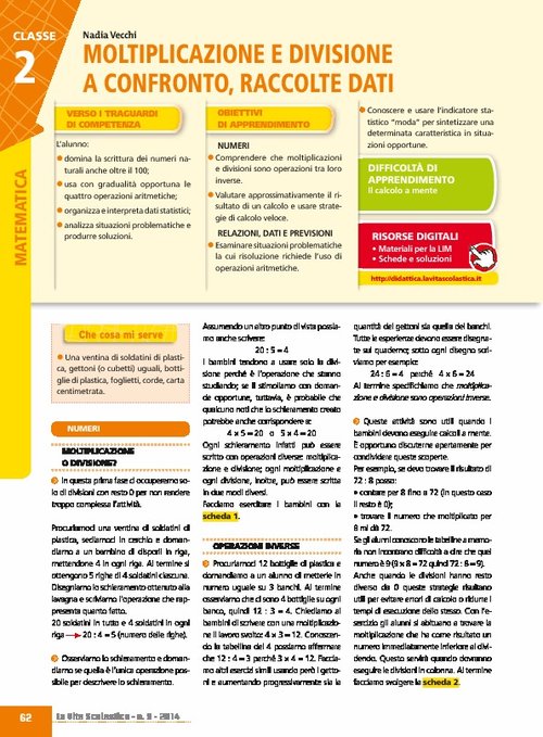 Moltiplicazione e divisione a confronto, raccolte dati | Giunti Scuola Moltiplicazione e divisione a confronto, raccolte dati | Giunti Scuola