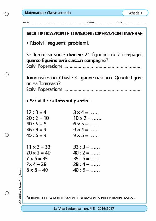 Moltiplicazioni e divisioni: operazioni inverse | Giunti Scuola Moltiplicazioni e divisioni: operazioni inverse | Giunti Scuola