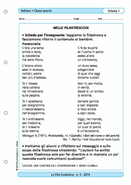 Nelle filastrocche | Giunti Scuola Nelle filastrocche | Giunti Scuola