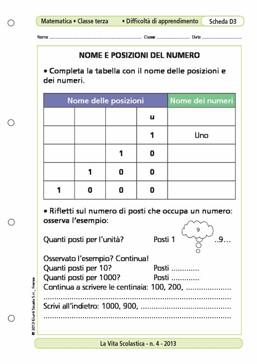 Nome e posizioni del numero | Giunti Scuola Nome e posizioni del numero | Giunti Scuola