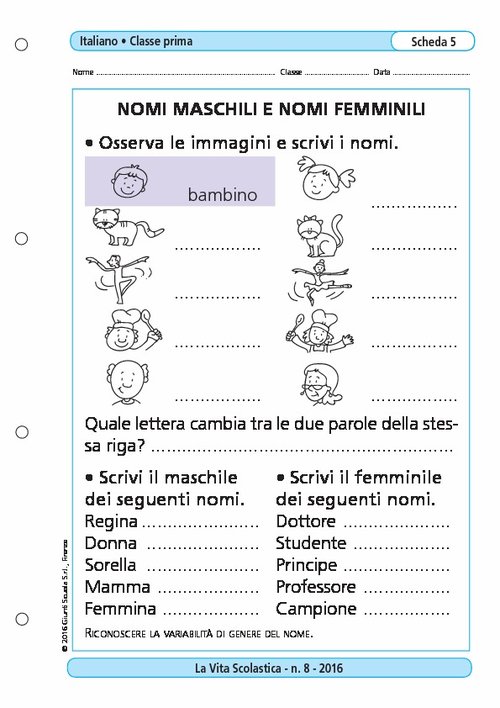 Nomi maschili e nomi femminili | Giunti Scuola Nomi maschili e nomi femminili | Giunti Scuola