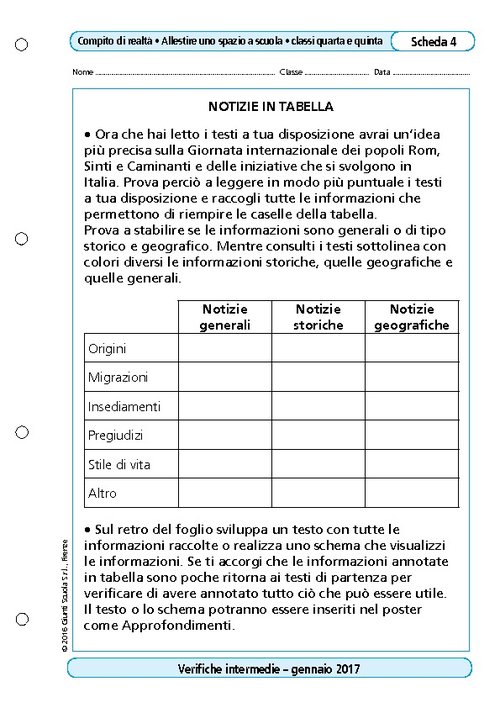 Notizie in tabella | Giunti Scuola