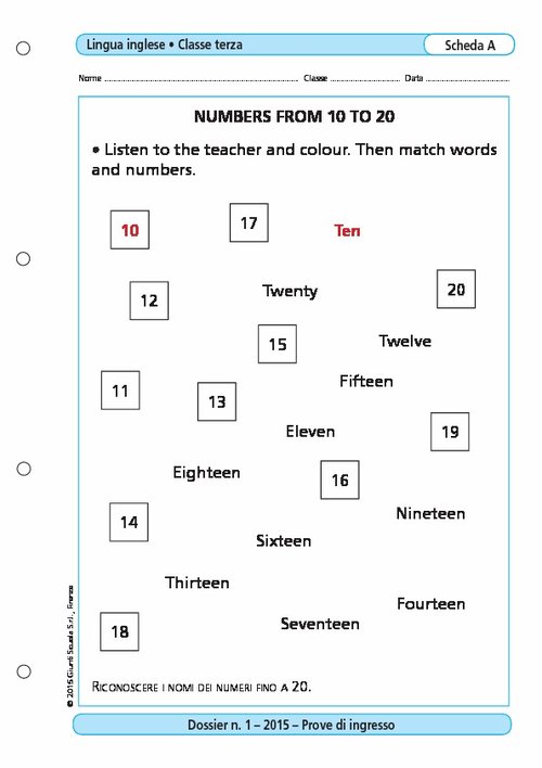 Numbers from 10 to 20 | Giunti Scuola Numbers from 10 to 20 | Giunti Scuola
