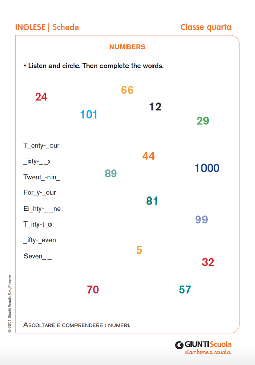 Numbers | Giunti Scuola Numbers | Giunti Scuola