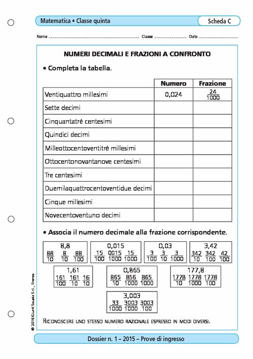 Numeri decimali e frazioni a confronto | Giunti Scuola Numeri decimali e frazioni a confronto | Giunti Scuola