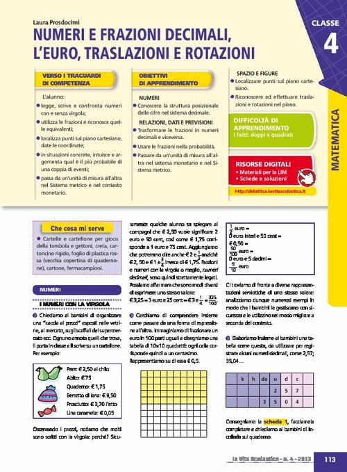 Numeri e frazioni decimali, l'euro, traslazioni e rotazioni | Giunti Scuola Numeri e frazioni decimali, l'euro, traslazioni e rotazioni | Giunti Scuola