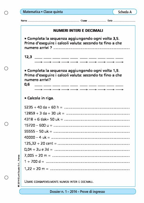 Numeri interi e decimali | Giunti Scuola Numeri interi e decimali | Giunti Scuola