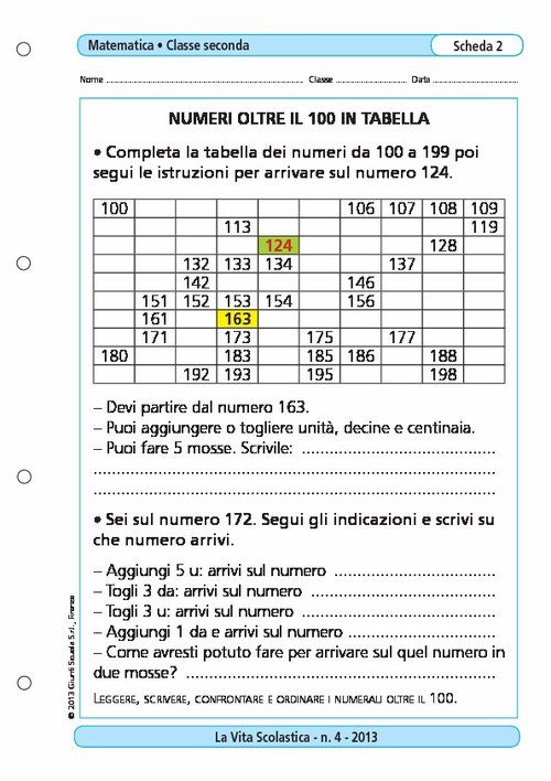 Numeri oltre il 100 in tabella | Giunti Scuola Numeri oltre il 100 in tabella | Giunti Scuola