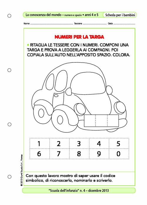 Numeri per la targa | Giunti Scuola Numeri per la targa | Giunti Scuola