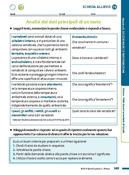 Obiettivo 8 - Schede allievo scuola secondaria di I grado | Giunti Scuola Obiettivo 8 - Schede allievo scuola secondaria di I grado | Giunti Scuola