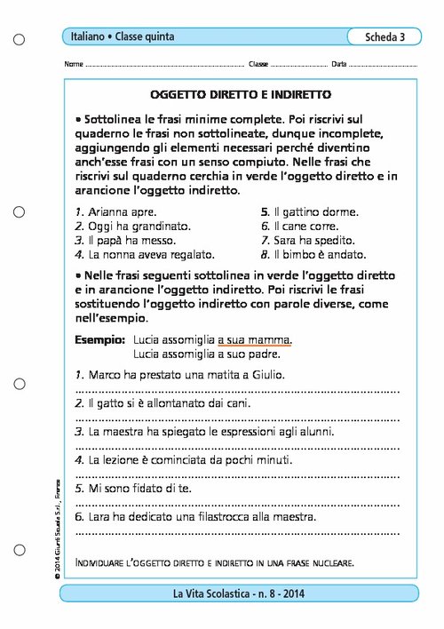 Oggetto diretto e indiretto | Giunti Scuola Oggetto diretto e indiretto | Giunti Scuola