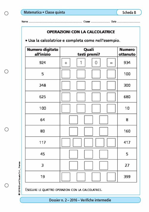 Operazioni con la calcolatrice - Operazioni con la calcolatrice