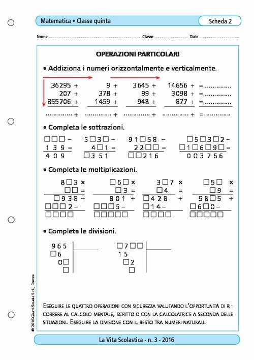 Operazioni particolari | Giunti Scuola Operazioni particolari | Giunti Scuola