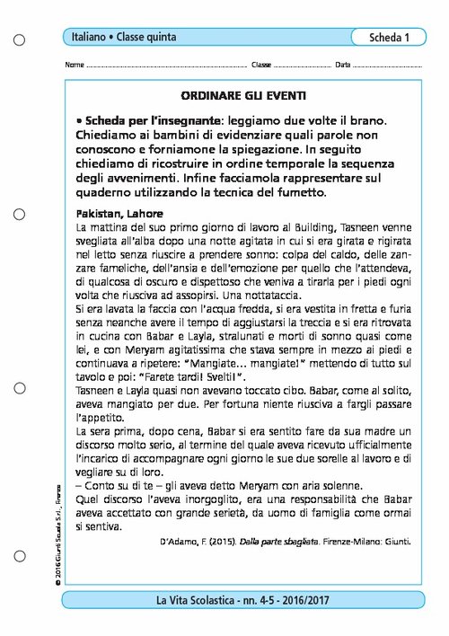 Ordinare gli eventi | Giunti Scuola Ordinare gli eventi | Giunti Scuola