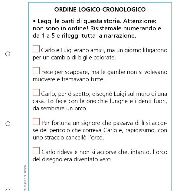 Ordine logicocronologico Ordine logicocronologico Giunti Scuola Ordine logicocronologico Ordine logicocronologico Giunti Scuola