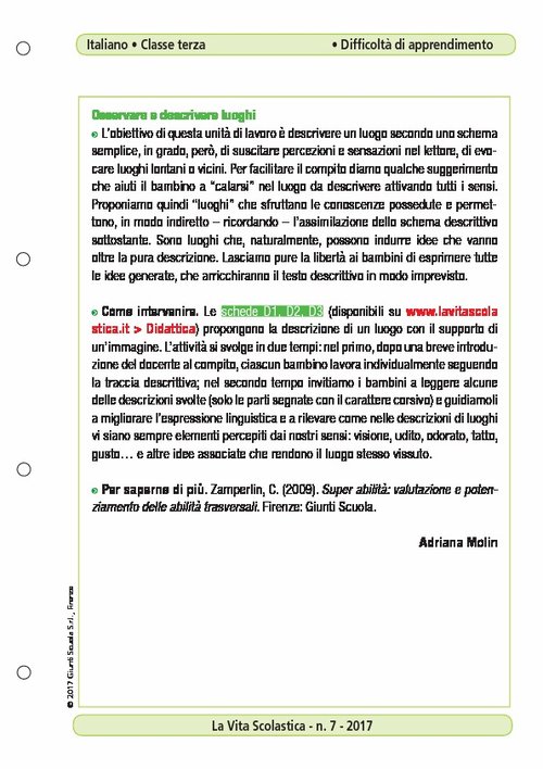 Osservare e descrivere luoghi | Giunti Scuola Osservare e descrivere luoghi | Giunti Scuola