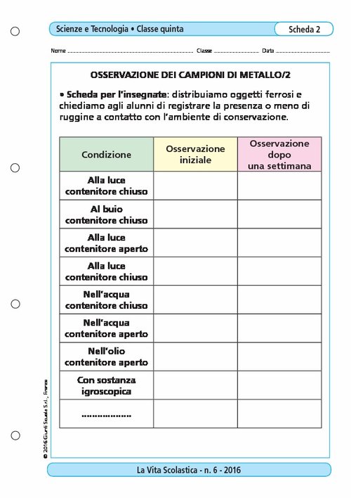 Osservazione dei campioni di metallo/2 | Giunti Scuola Osservazione dei campioni di metallo/2 | Giunti Scuola