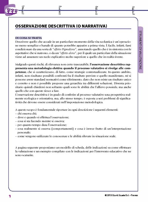 Osservazione descrittiva (o narrativa) | Giunti Scuola Osservazione descrittiva (o narrativa) | Giunti Scuola
