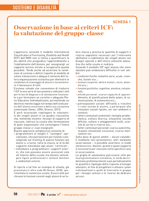 Osservazione in base ai criteri ICF: la valutazione del gruppo-classe | Giunti Scuola