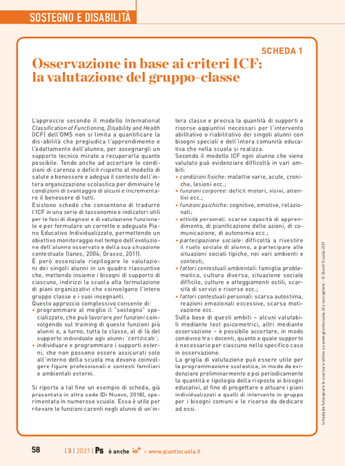 Osservazione in base ai criteri ICF: la valutazione del gruppo-classe | Giunti Scuola Osservazione in base ai criteri ICF: la valutazione del gruppo-classe | Giunti Scuola
