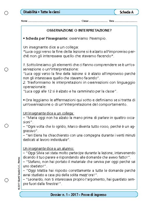Osservazione o interpretazione? | Giunti Scuola Osservazione o interpretazione? | Giunti Scuola