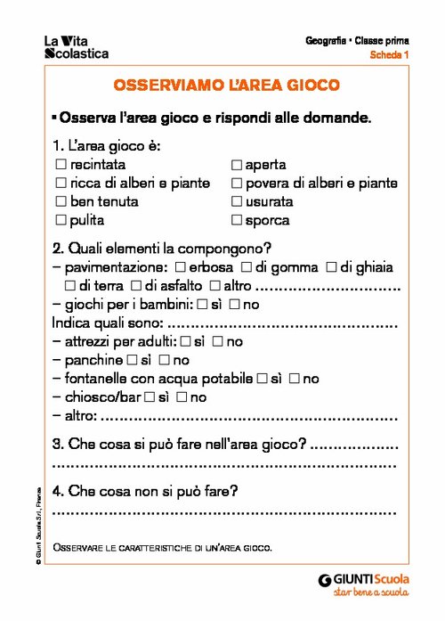 Osserviamo l'area gioco | Giunti Scuola Osserviamo l'area gioco | Giunti Scuola