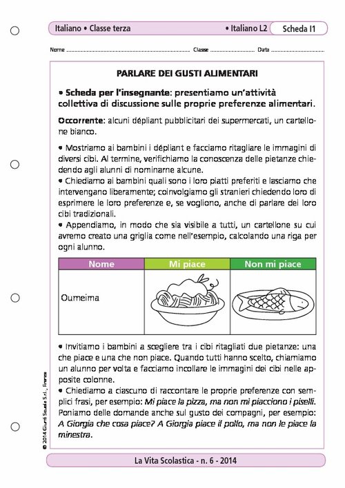 Parlare dei gusti alimentari | Giunti Scuola Parlare dei gusti alimentari | Giunti Scuola