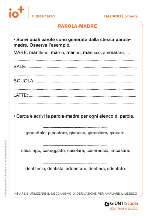 Parola-madre | Giunti Scuola Parola-madre | Giunti Scuola