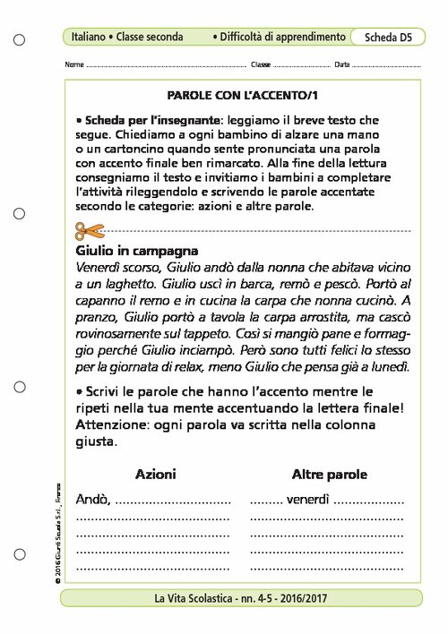 Parole con l'accento/1 | Giunti Scuola