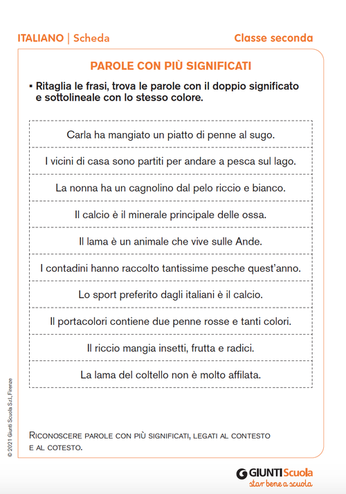 Parole con più significati | Giunti Scuola Parole con più significati | Giunti Scuola