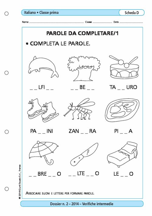 Parole da completare/1 | Giunti Scuola Parole da completare/1 | Giunti Scuola