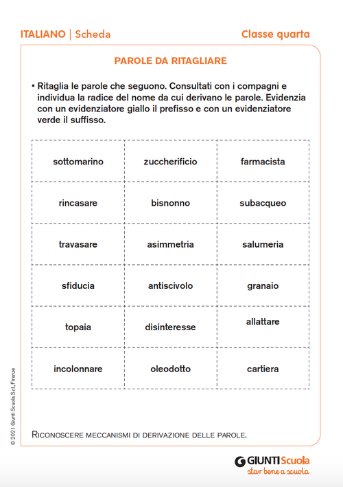 Parole da ritagliare | Giunti Scuola Parole da ritagliare | Giunti Scuola