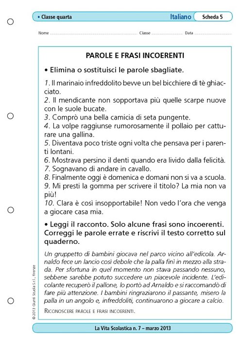 Parole e frasi incoerenti | Giunti Scuola Parole e frasi incoerenti | Giunti Scuola